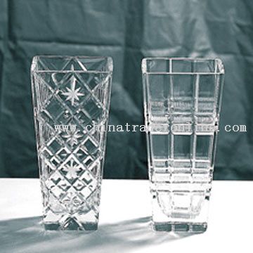 Glass Lead Crystal Vases with Cut Design from China